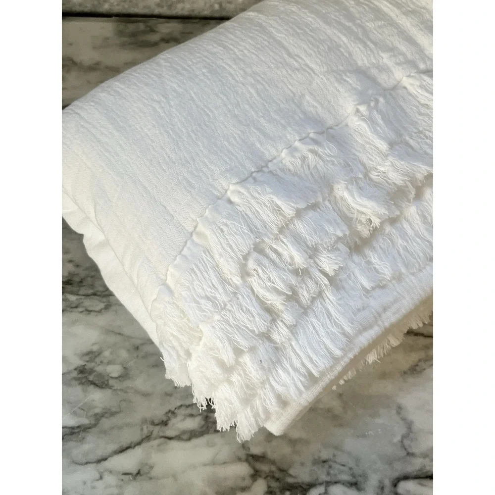 Piscatextil NWT Portugal 100% Cotton Throw Blanket Gauze Cottage White 50
